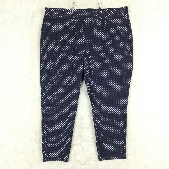 Tahari Womens Pants Capri Navy White Micro Diamond Print Pull On Plus‎ 18 - Picture 1 of 9